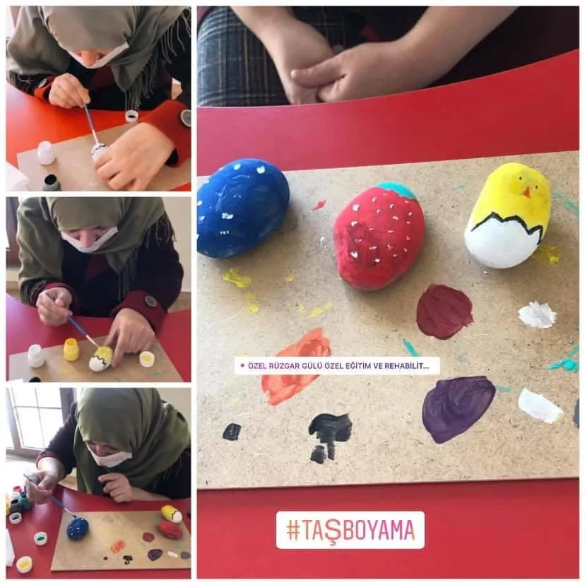 Etkinlik olarak öğrencimiz ile TAŞ BOYAMA
